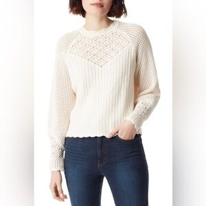 Sam Edelman - NWT Aura Ivory Crochet Long Sleeve Scalloped Sweater Size Small